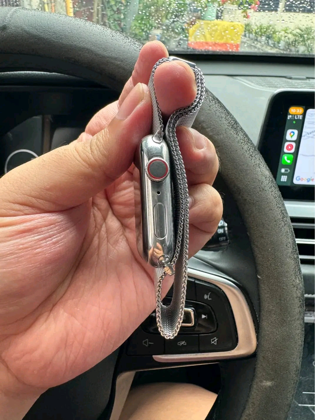Apple Logo Series 10 (Silver with Magnetic Chain + Free Silicone Straps)