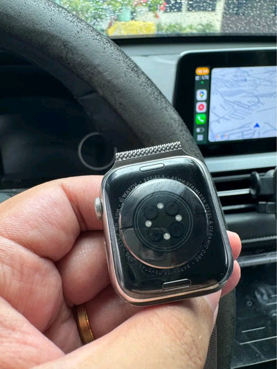Apple Logo Series 10 (Silver with Magnetic Chain + Free Silicone Straps)