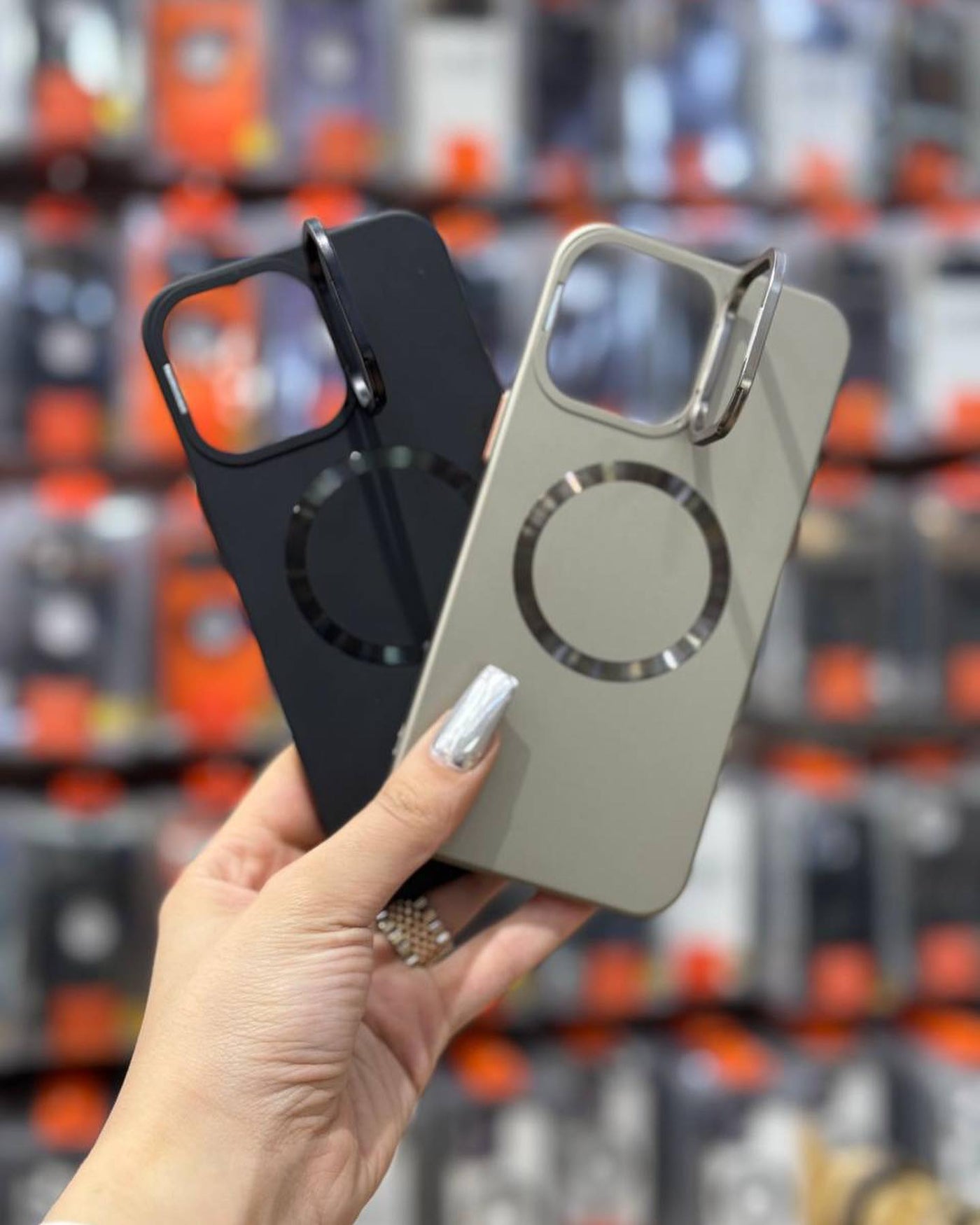 New Original Natural Titanium MagSafe Camera Stand Glass Case