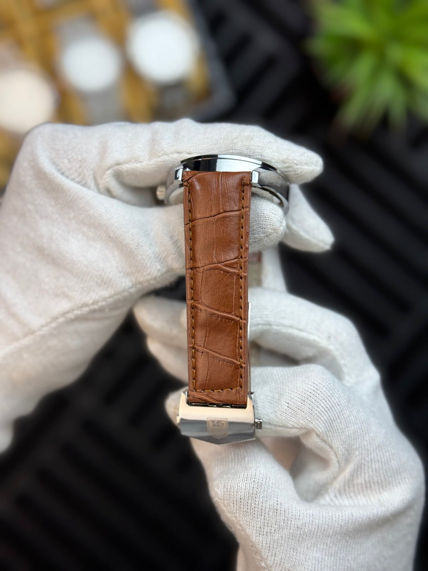 Carrera Leather Strap Men's Watch - White & Brown