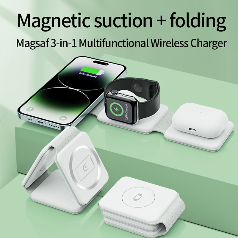 Lightweight 3-in-1 Wireless Charging Station, Foldable,