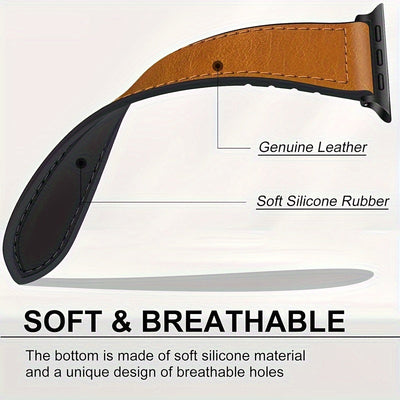 Genuine Calfskin Leather Watch Band, with Magnetic Clasp