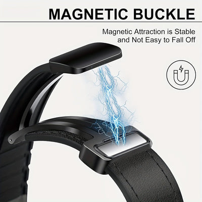 Genuine Calfskin Leather Watch Band, with Magnetic Clasp