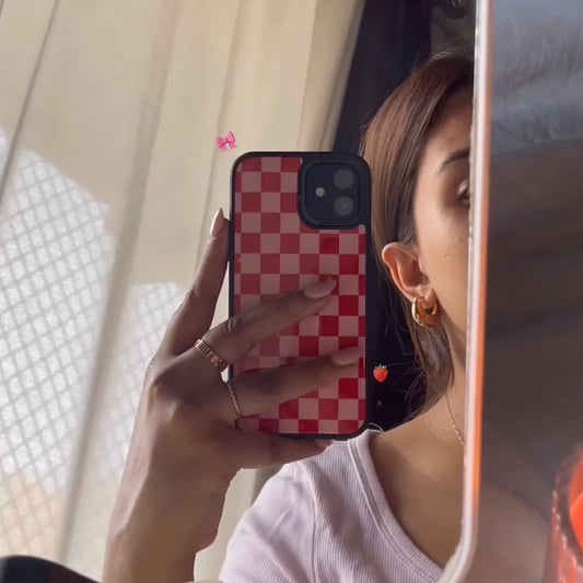 All Models Red Checkered Glossy Case