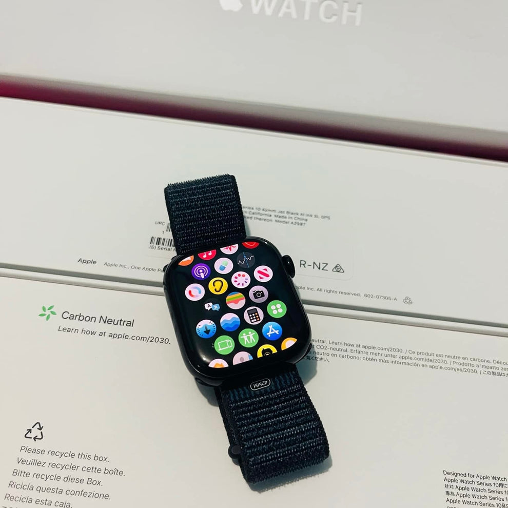 Apple logo series 10 Black with Blue Nylon Strap
