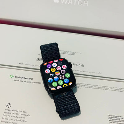 Apple logo series 10 Black with Blue Nylon Strap