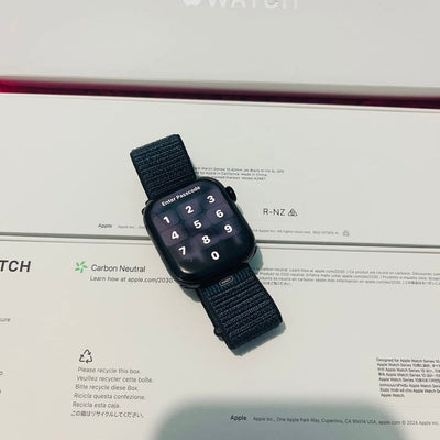Apple logo series 10 Black with Blue Nylon Strap