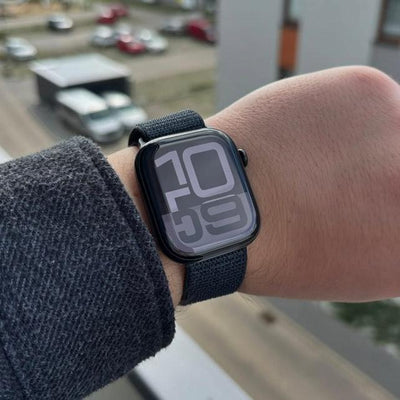 Apple logo series 10 Black with Blue Nylon Strap