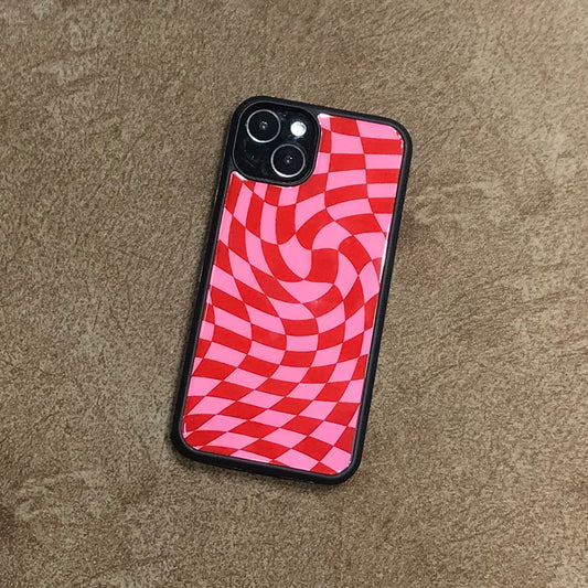 All Models Dark Pink Checkered Glossy Case