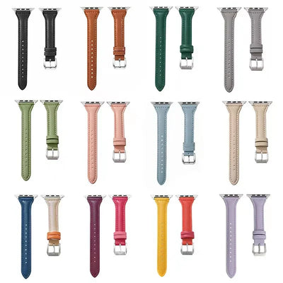 Slim leather strap for Apple Watch band 49mm series 7 8 9 41mm/45mm 38mm/42mm Wrist bracelet iWatch SE 6 5 4 3 40mm/44mm ultra-2