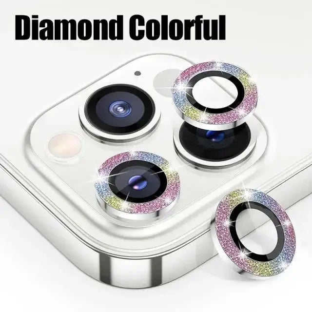 3pcs Glitter Camera Lens Protector Cover for Apple iPhone 16 15 14 Pro Max 16 Plus 13 mini Tempered Glass Protection Accessories
