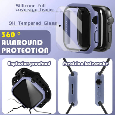 Tempered Glass+Cover For Apple watch Case
