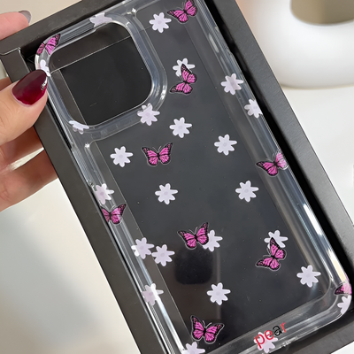 Purple Butterflies Clear Acrylic Case