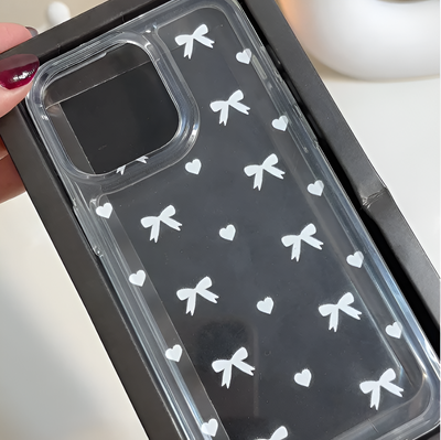 Bow and Hearts Clear Acrylic Case