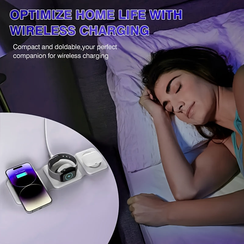 Lightweight 3-in-1 Wireless Charging Station, Foldable,