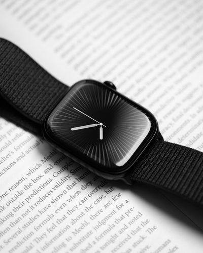 Apple Logo Series 10 Black (Black Nylon Strap + Free Silicone Straps)