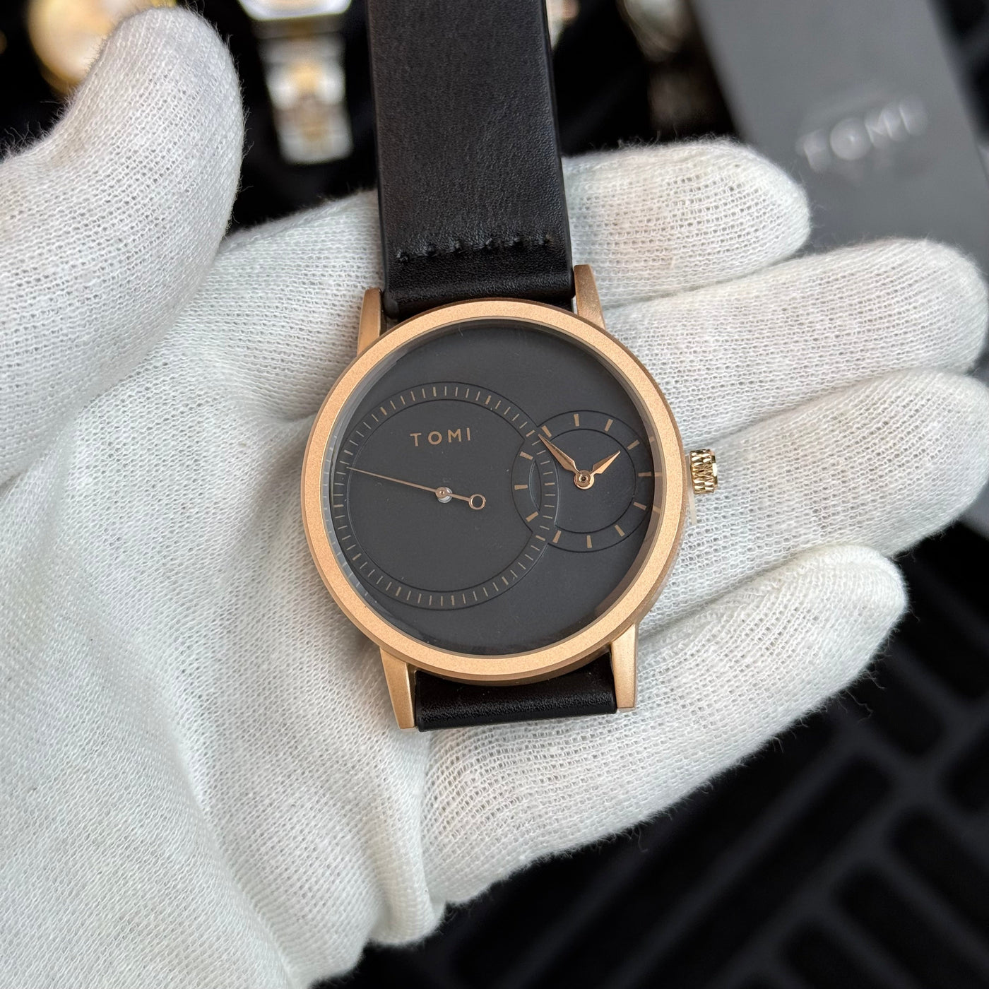 TOMI Dual Time Men Luxury Leather Strap Watch