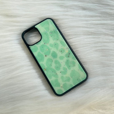 Green Leopard (with sparkle) Glass Case