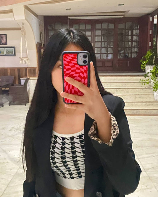 All Models Dark Pink Checkered Glossy Case