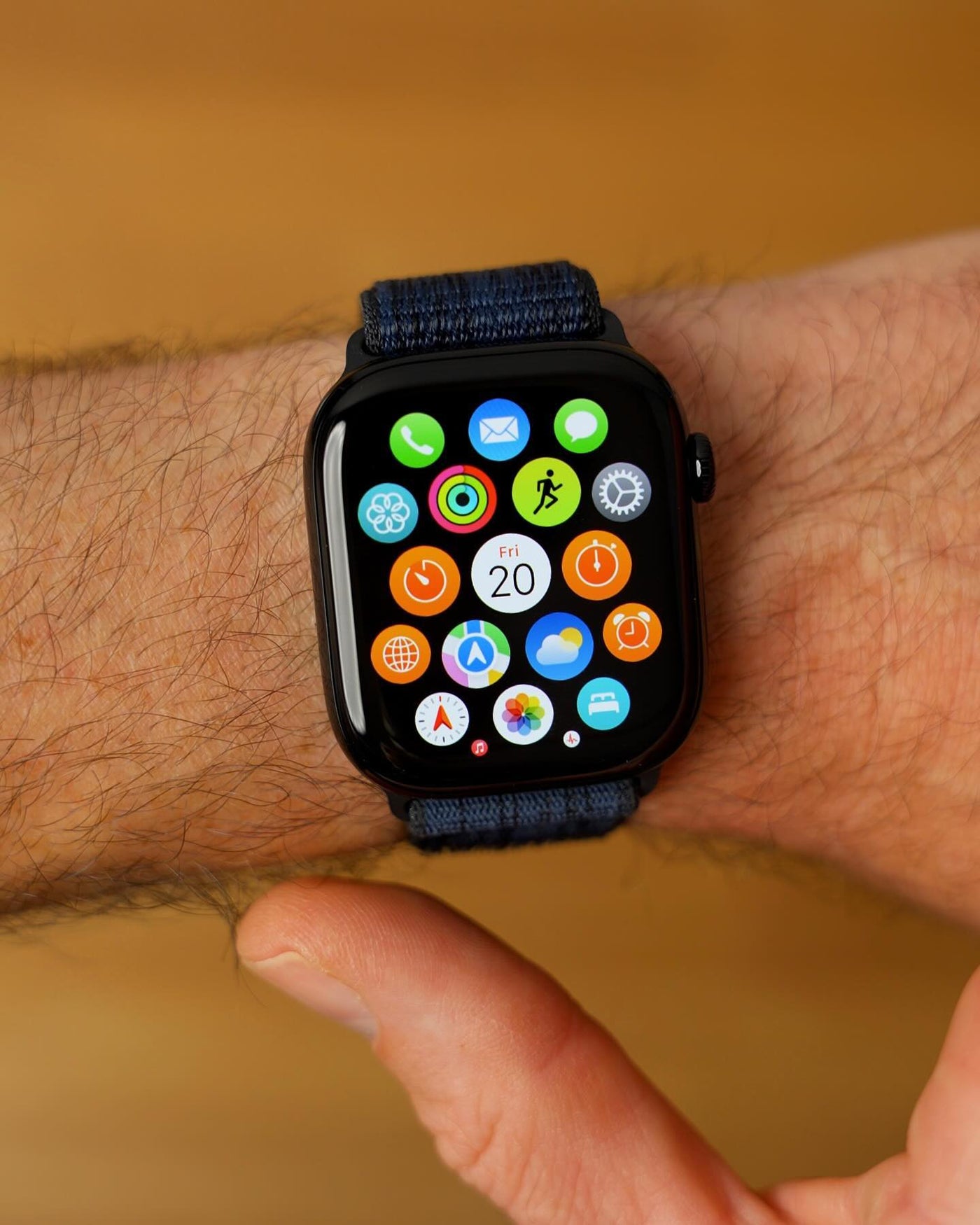 Apple logo series 10 Black with Blue Nylon Strap