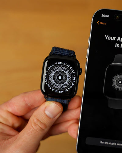 Apple logo series 10 Black with Blue Nylon Strap