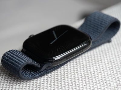 Apple logo series 10 Black with Blue Nylon Strap