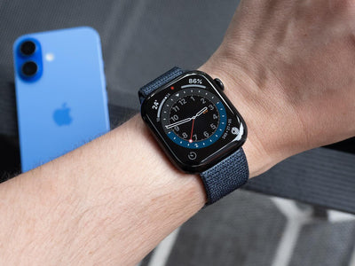 Apple logo series 10 Black with Blue Nylon Strap
