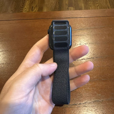 Apple Logo Series 10 Black (Black Nylon Strap + Free Silicone Straps)