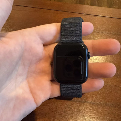 Apple Logo Series 10 Black (Black Nylon Strap + Free Silicone Straps)